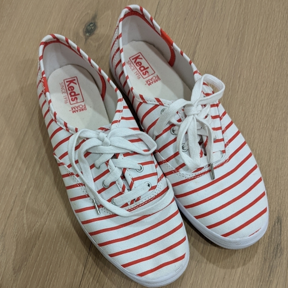 Red and White striped classic Keds